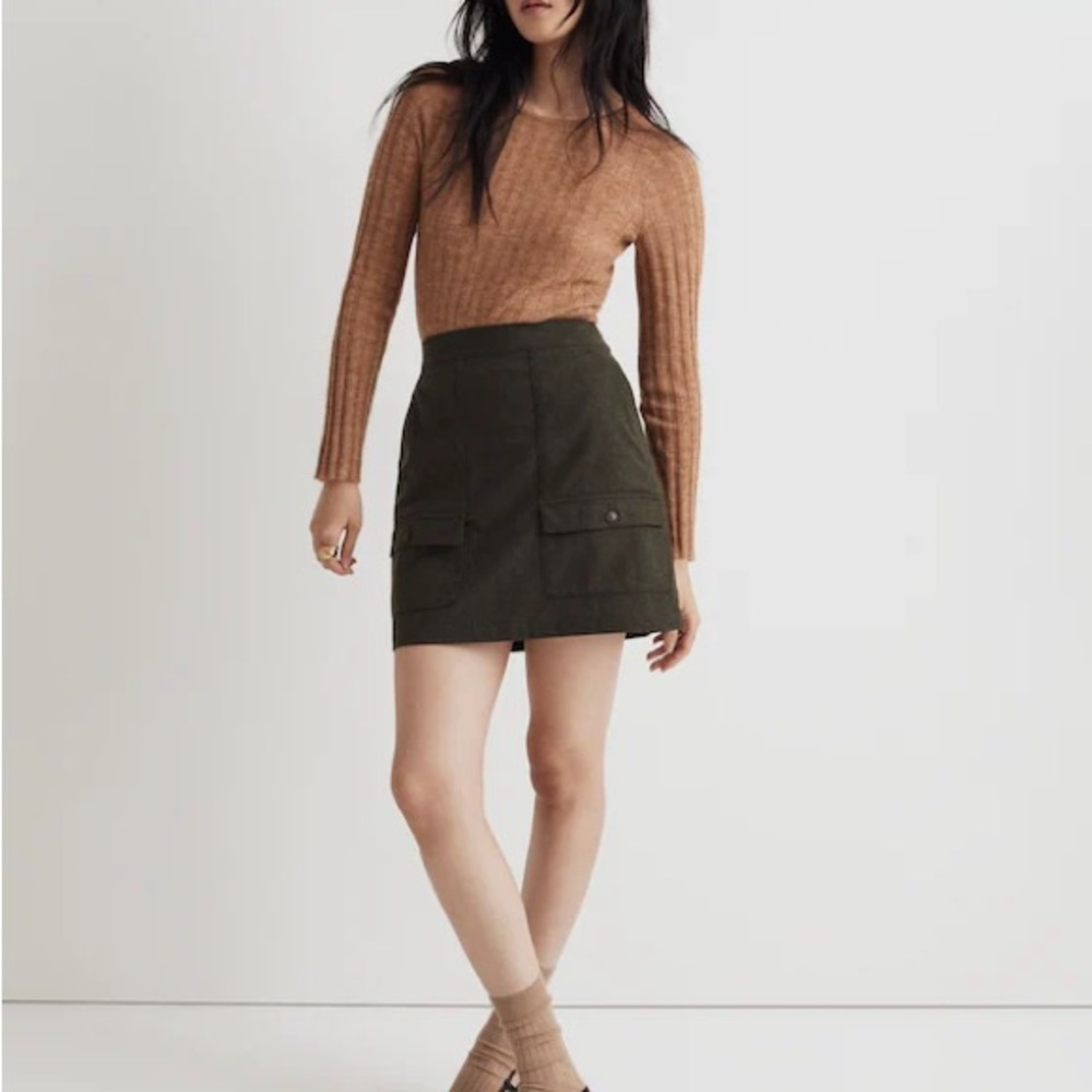 Madewell Dark Olive Mini Skirt - Picture 2 of 5